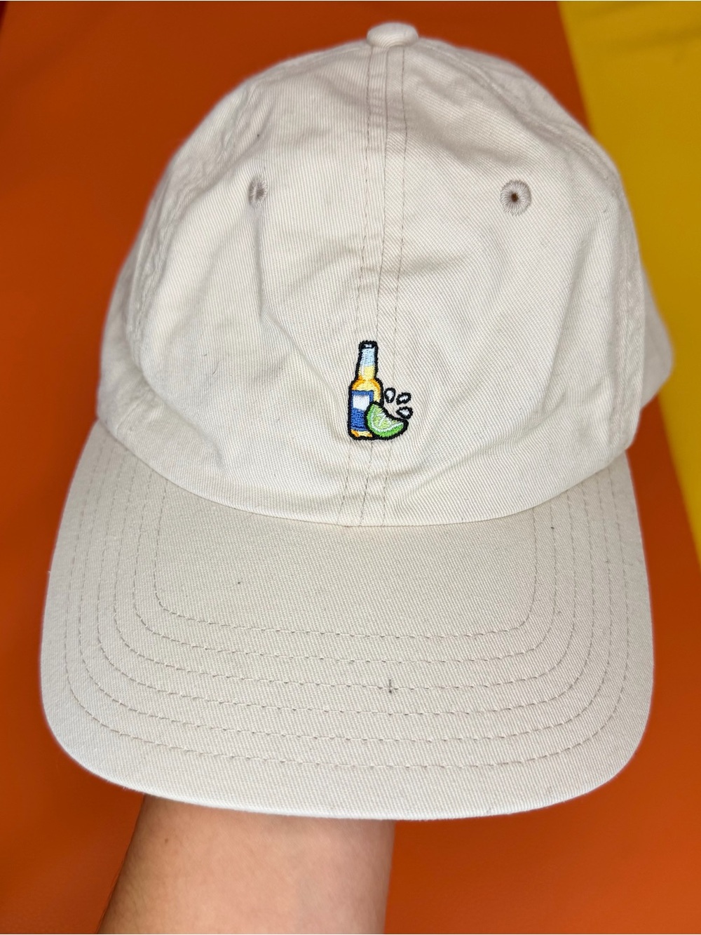 Vineyard Vines Vintage Cream Baseball Cap with Small Beer and Lime Icon